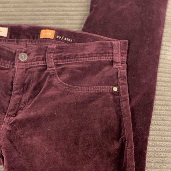 Pilcro Stet Skinny Velvet Burgundy Pants Sz 28 - Picture 3 of 6